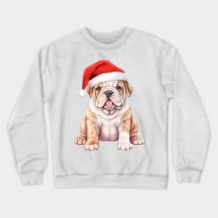 Bulldog in Santa Hat Crewneck Sweatshirt